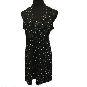 White  House Black Market polka dot ruffle dress Sz M